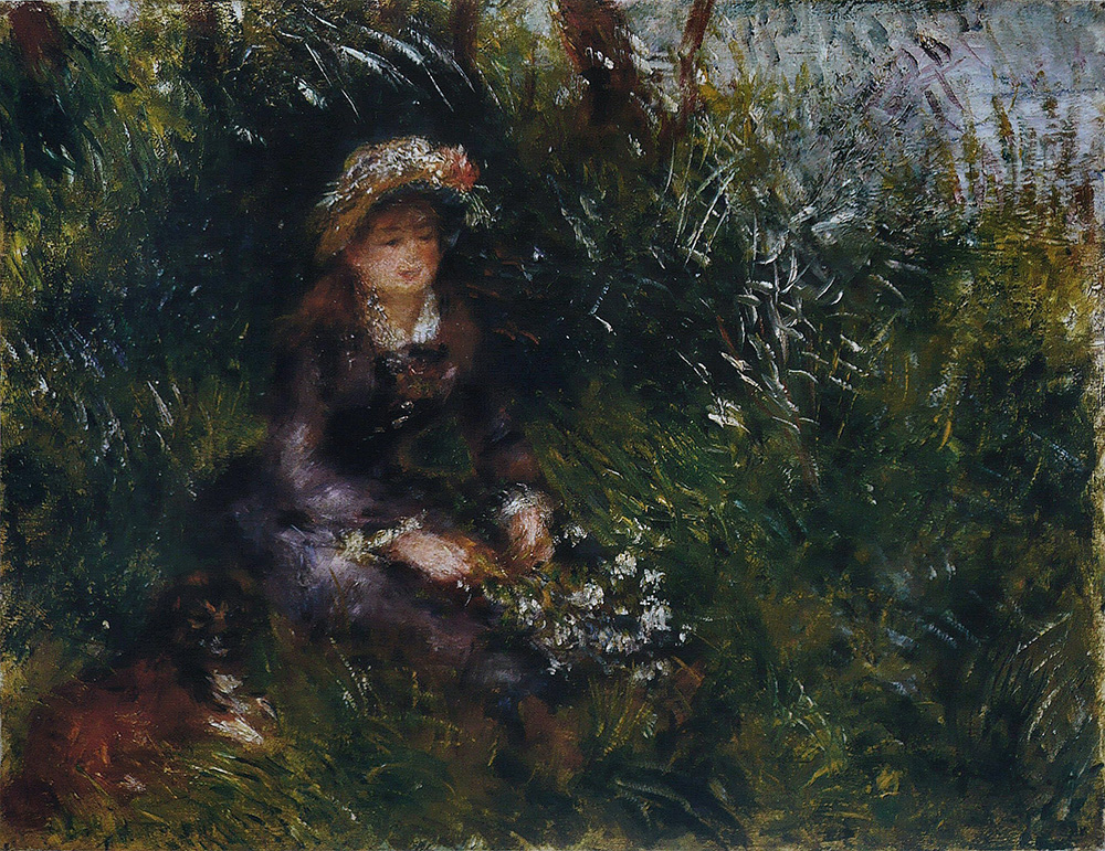 Pierre-Auguste Renoir Aline Charigot with a Dog, 1880 oil painting reproduction