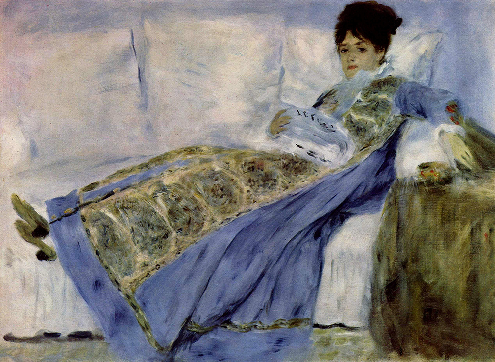 Pierre-Auguste Renoir Madame Monet on a Sofa, 1874 oil painting reproduction