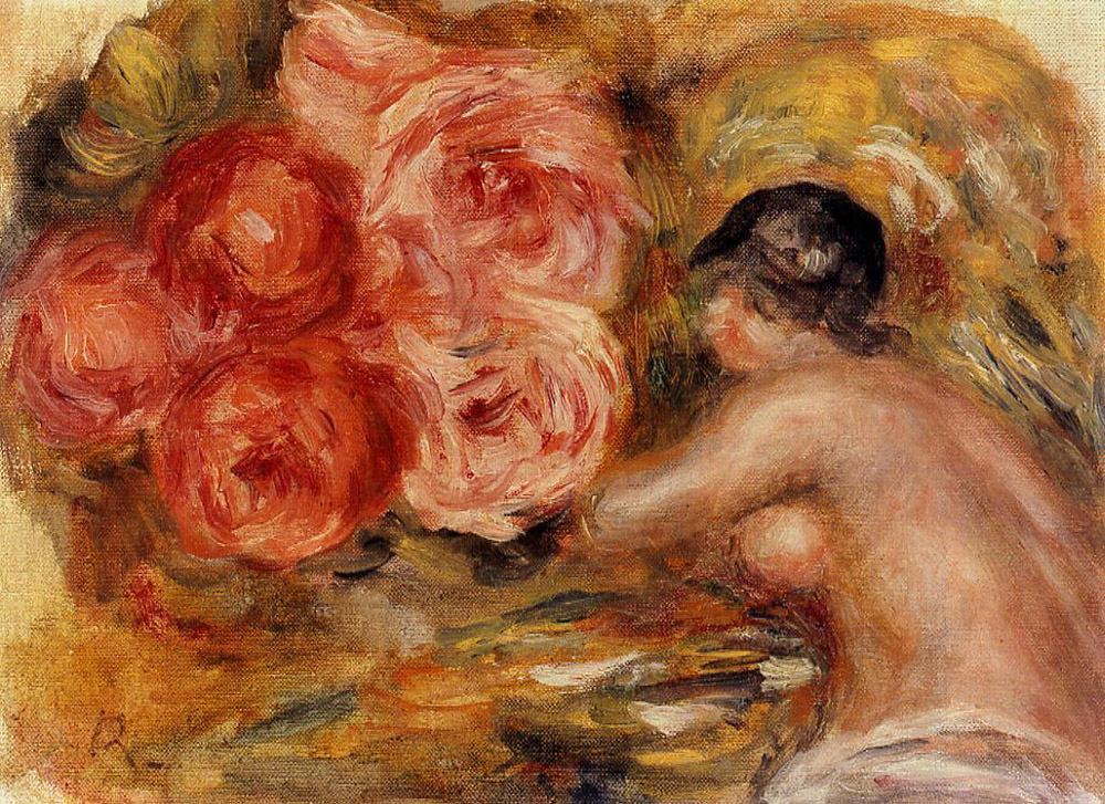 Pierre-Auguste Renoir Roses and Study of Gabrielle - 1915 oil painting reproduction