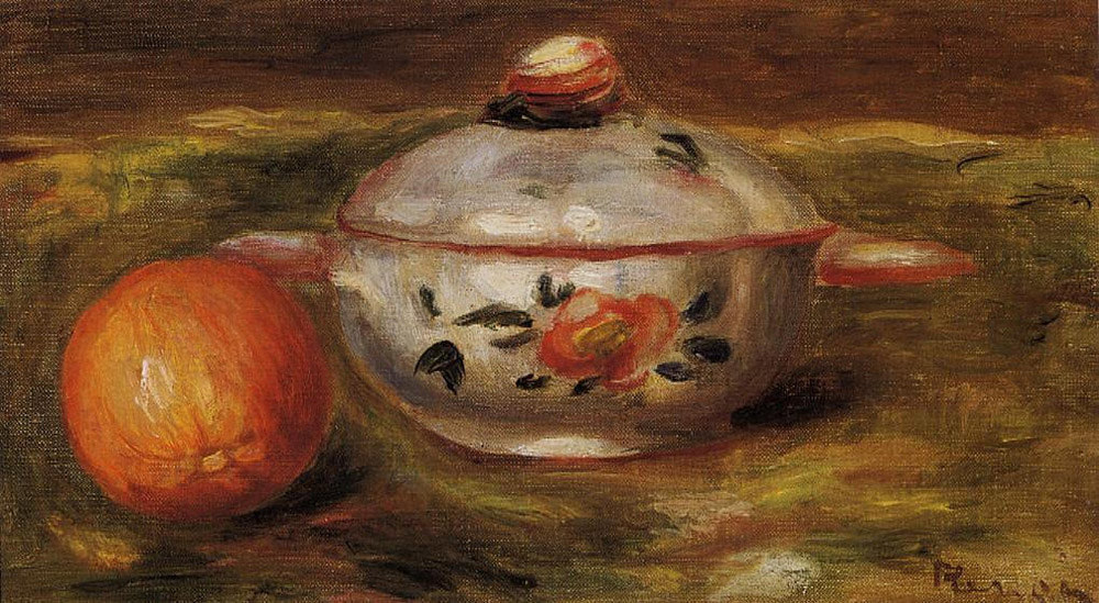 Pierre-Auguste Renoir Still Life with Orange and Sugar Bowl oil painting reproduction