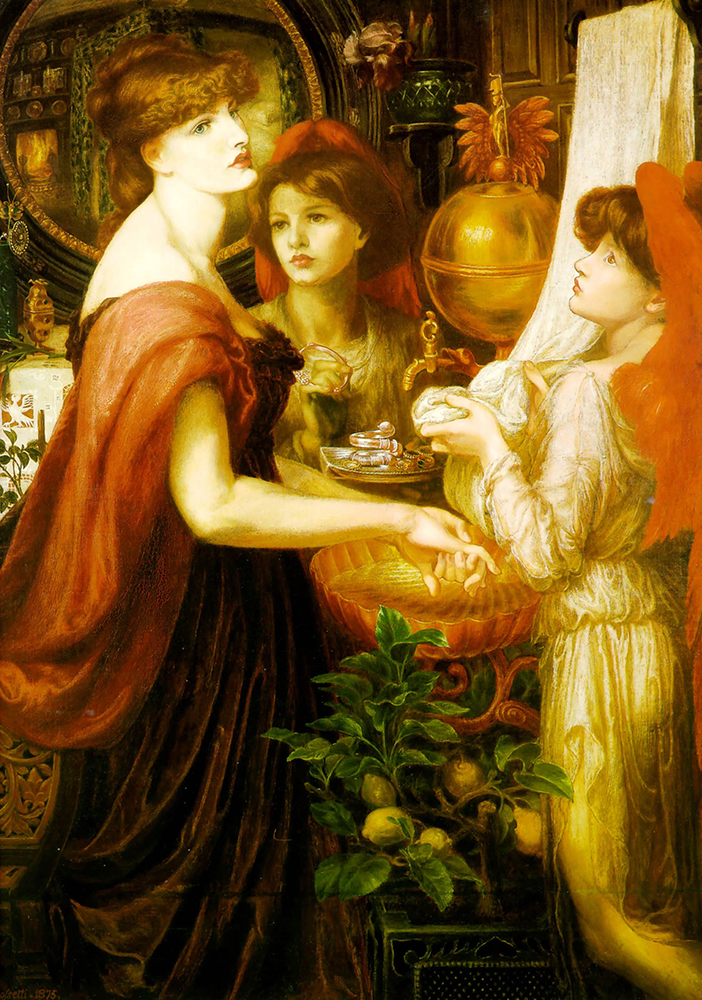 Dante Gabriel Rossetti La Bella Mano, Model Alexa Wilding als Frau und Mary Morris als Engel, 1875 oil painting reproduction