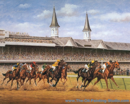 Sports Art - Horse Racing - Churchill Downs painting for sale Ree3