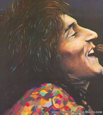 Pop and Rock Portraits - Rock - Rod Stewart painting for sale Rod1