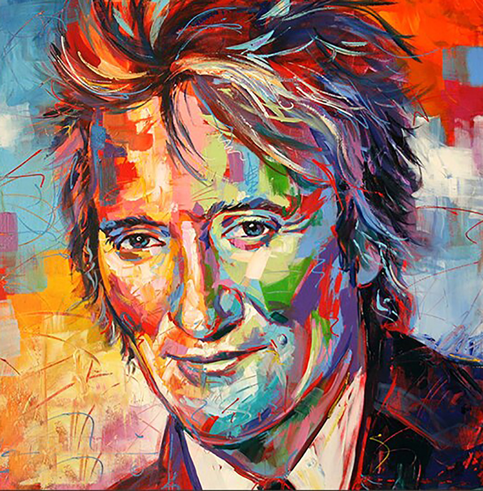 Pop and Rock Portraits - Rock - Rod Stewart 3 painting for sale Rod3