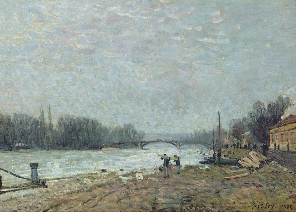 Alfred Sisley After the Thaw, the Seine at Suresnes Bridge, 1880 oil painting reproduction