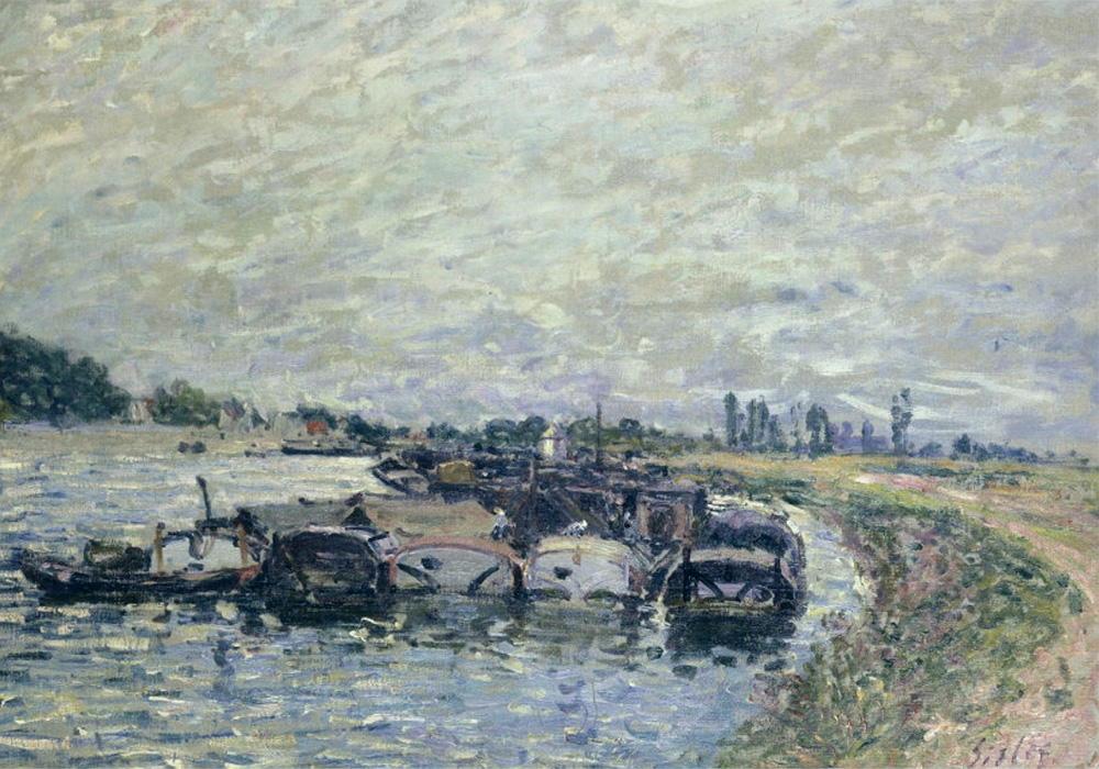 Alfred Sisley Barge Garage at Saint-Mammes, 1885 oil painting reproduction