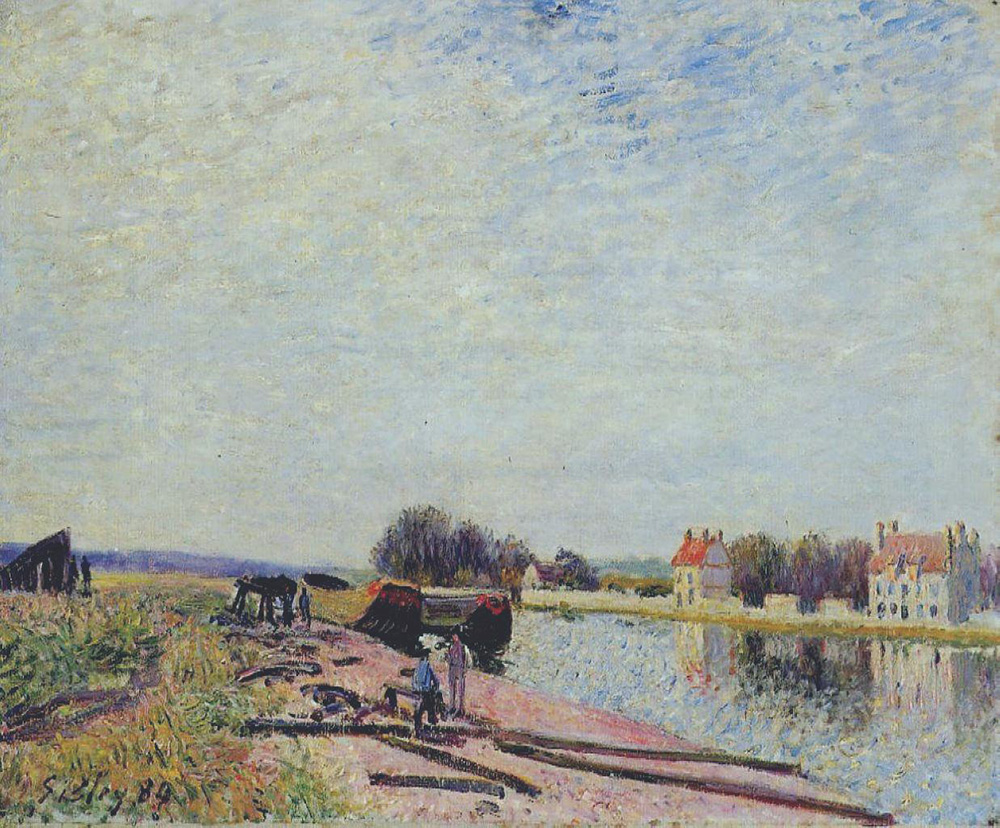 Alfred Sisley Barges on the Loing, Saint-Mammes, 1889 oil painting reproduction