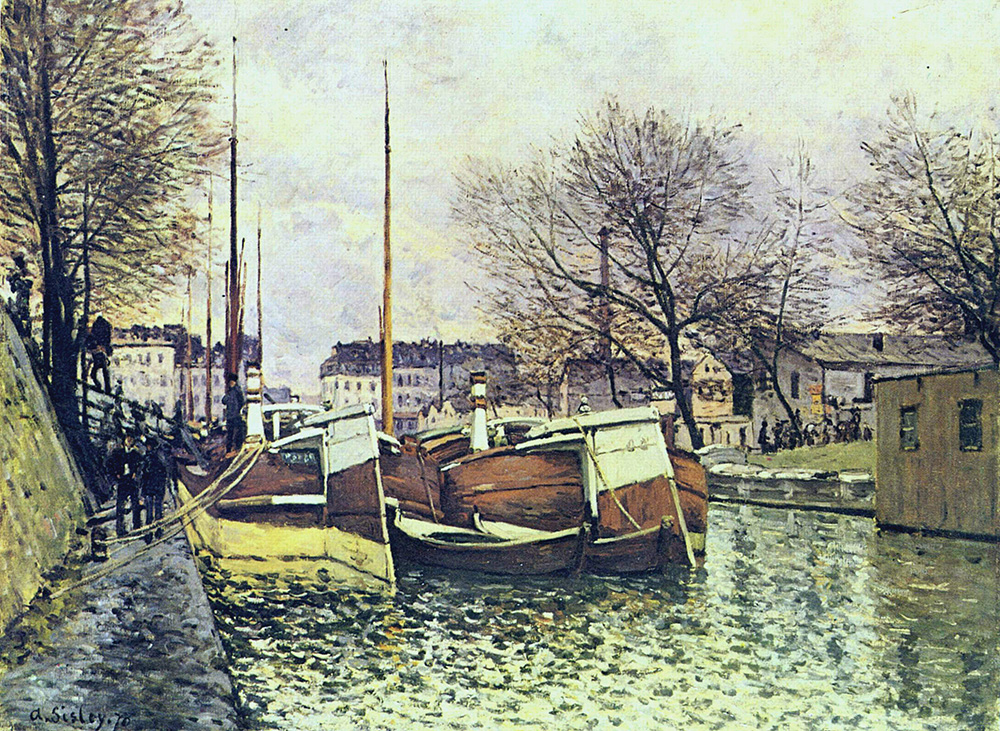 Alfred Sisley Barges on the Saint-Martin Canal, 1870 oil painting reproduction