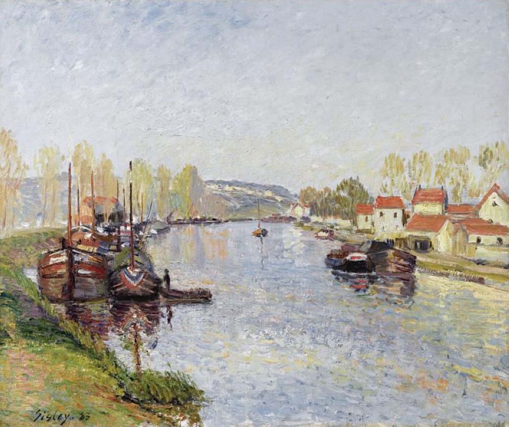 Alfred Sisley Boats at Saint-Mammes, 1883 oil painting reproduction