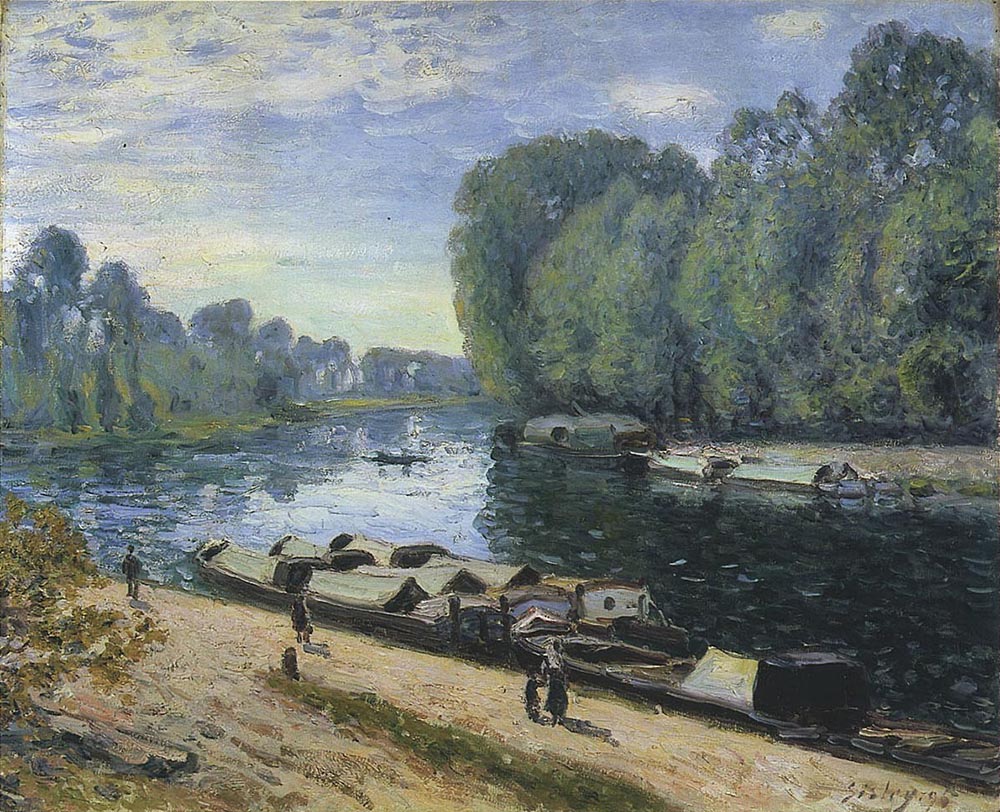 Alfred Sisley Boats on the Loing, 1895 oil painting reproduction