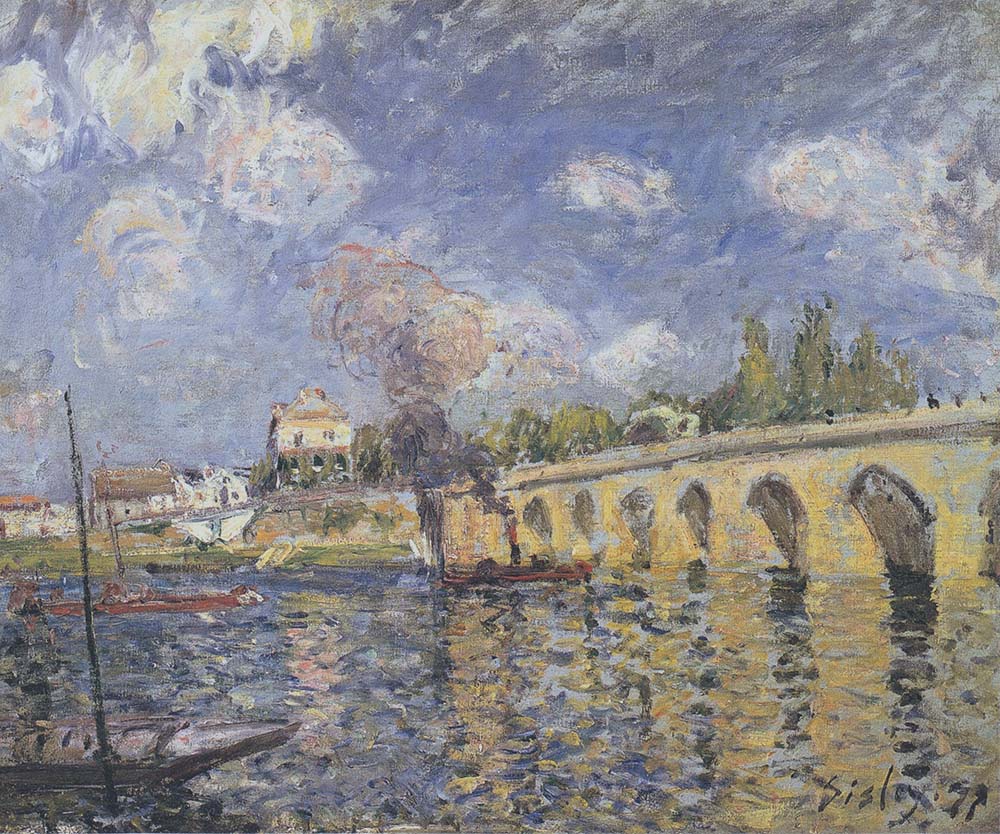 Alfred Sisley River-Steamboat and Bridge, 1871 oil painting reproduction
