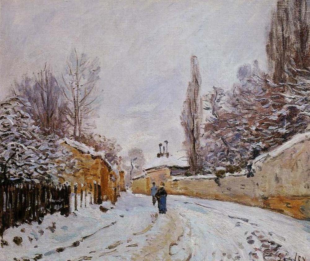 Alfred Sisley Snow on the Road, Louveciennes oil painting reproduction
