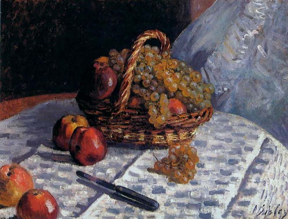 Alfred Sisley Still Life - Apples and Grapes oil painting reproduction