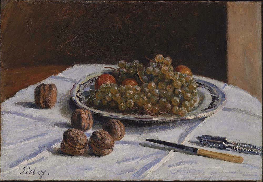 Alfred Sisley Still Life - Grapes and Walnuts on a Table, 1876 oil painting reproduction