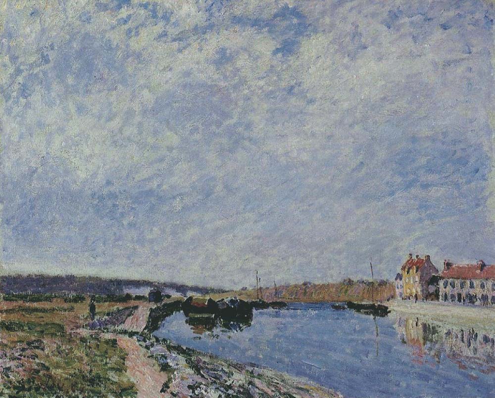 Alfred Sisley The Barge Port and Saint-Mammes, 1884 oil painting reproduction