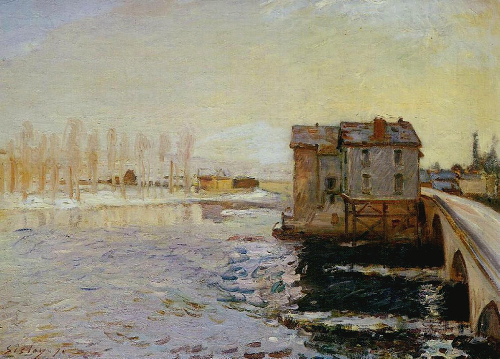 Alfred Sisley The Bridge of Moret and Mills under Snow, 1890 oil painting reproduction
