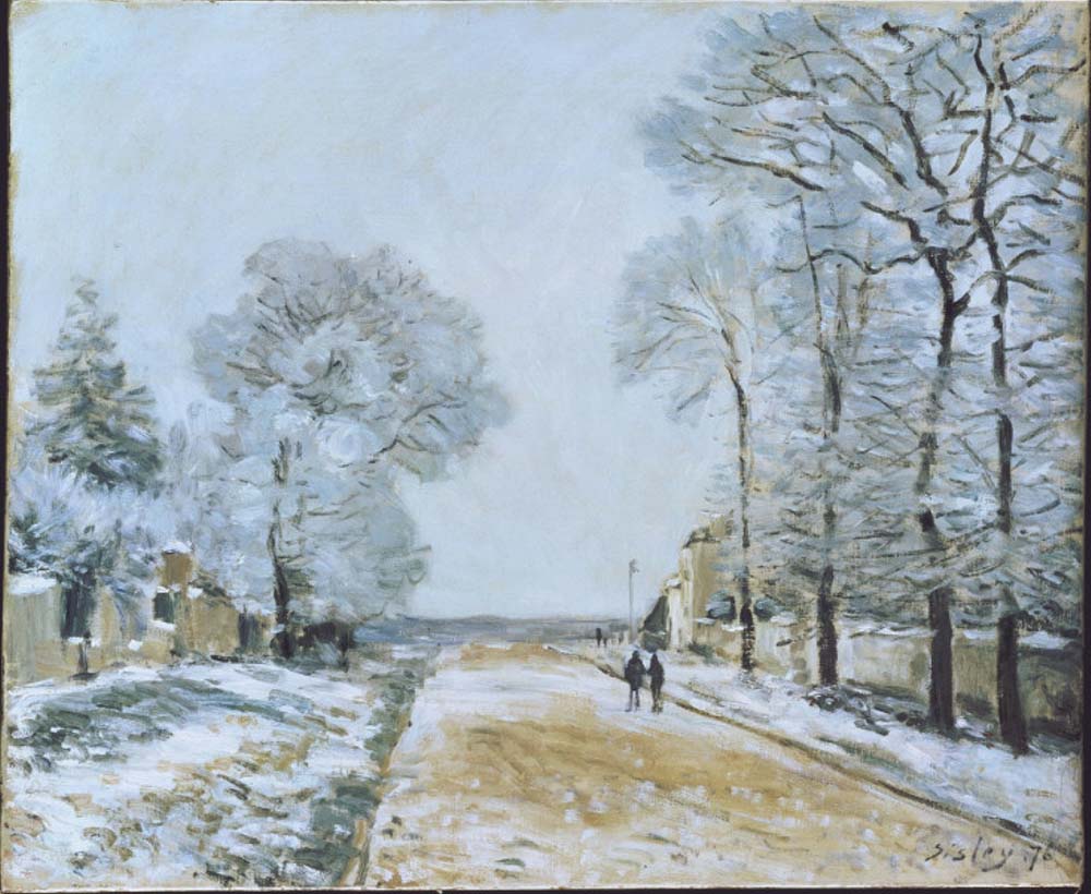 Alfred Sisley The Road, Snow Effect, 1876 oil painting reproduction