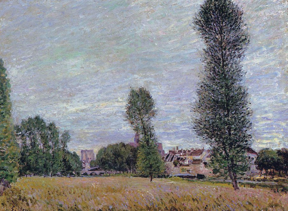 Alfred Sisley The Village of Moret, Seen from the Fields oil painting reproduction