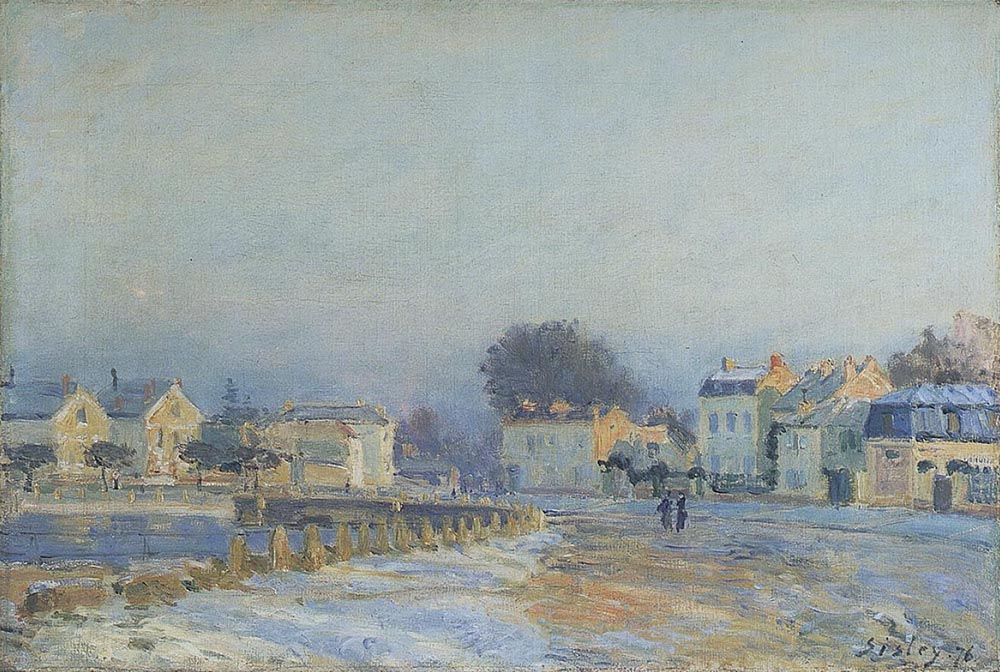 Alfred Sisley The Watering Place at Marly-Le-Roi - Hoarfrost, 1876 oil painting reproduction