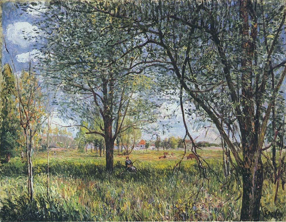 Alfred Sisley Willows in a Field - Afternoon oil painting reproduction
