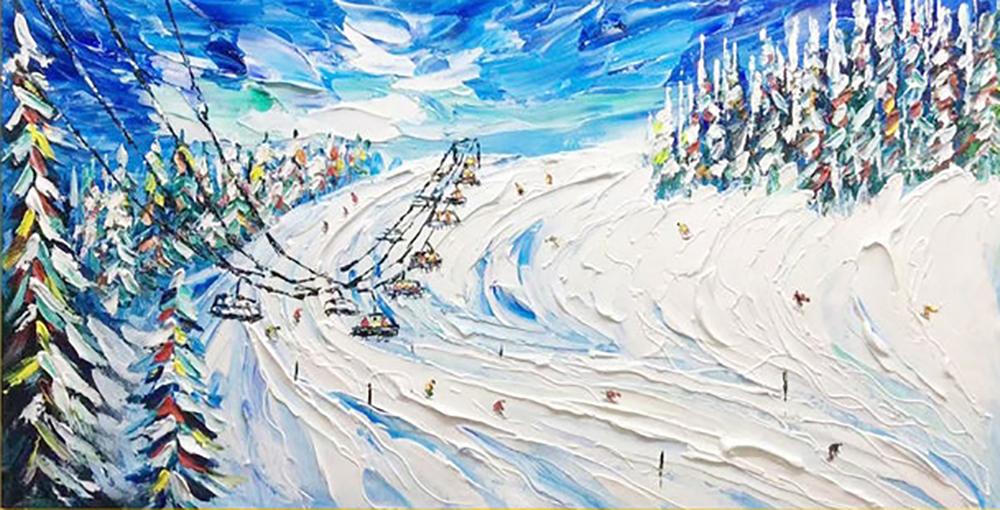 Sports Art - Skiing - Piste painting for sale Ski1