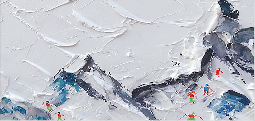 Sports Art - Skiing - Mountain Side painting for sale Ski4