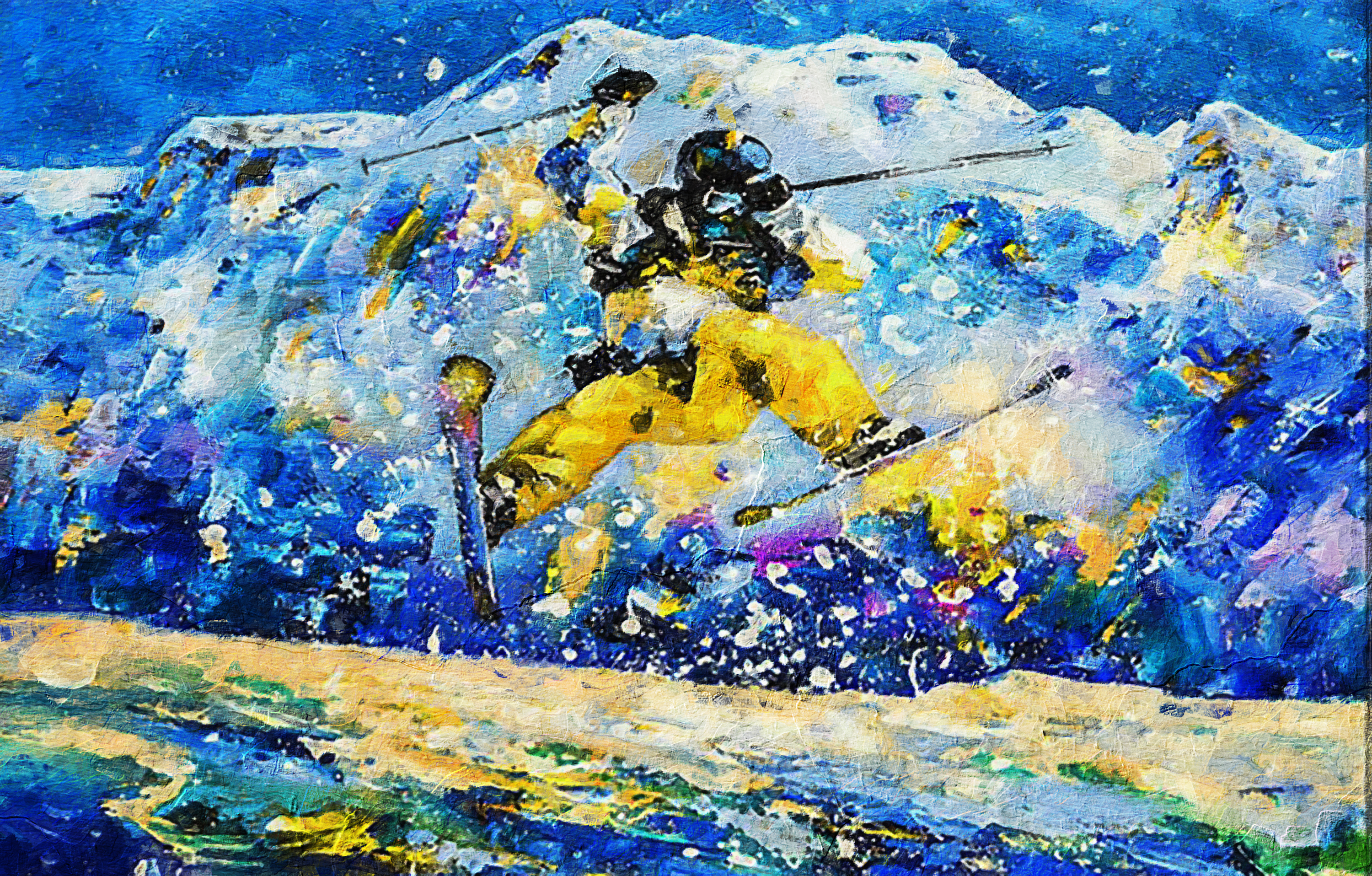 Sports Art - Skiing - Jump painting for sale Ski7