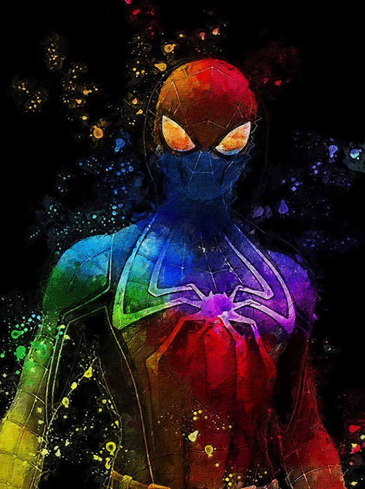 Comic Book Heroes Art - Spiderman - Raimbow Spiderman painting for sale Spideri04