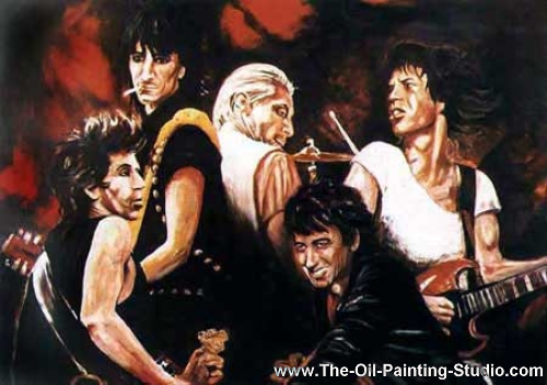 Pop and Rock Portraits - Rock - Rockin painting for sale Stones7