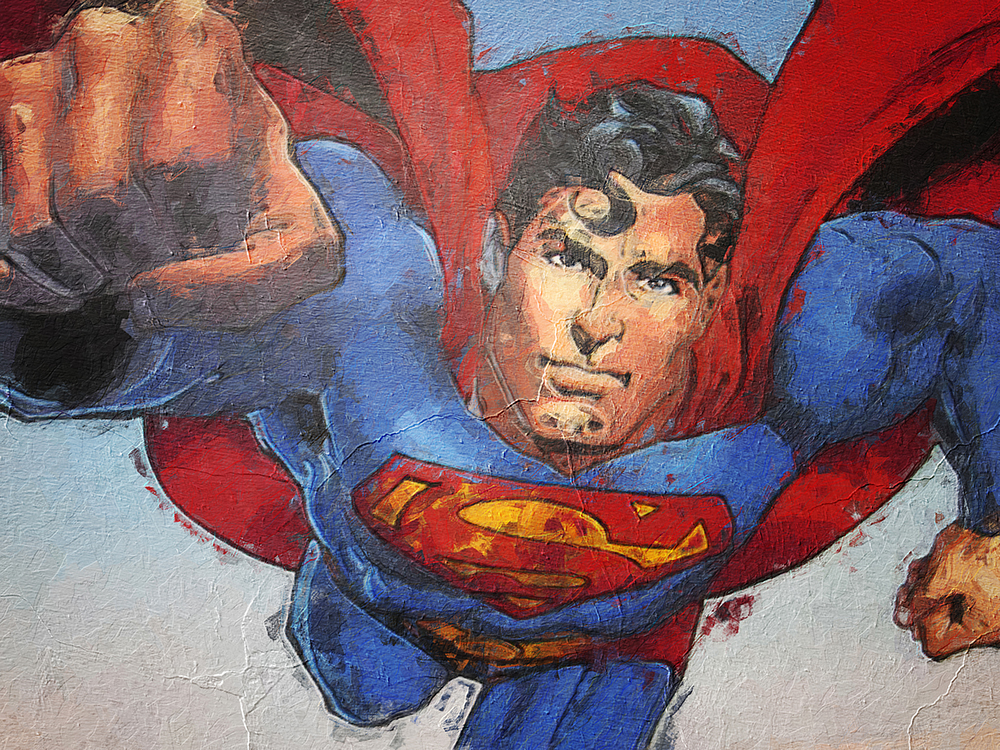 Comic Book Heroes Art - Superman - Superman Flies painting for sale Superman8
