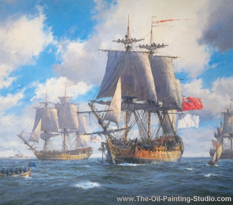 Transport Art - Marine Art - Bellona and Courageux Coming Home 1761 painting for sale TS18