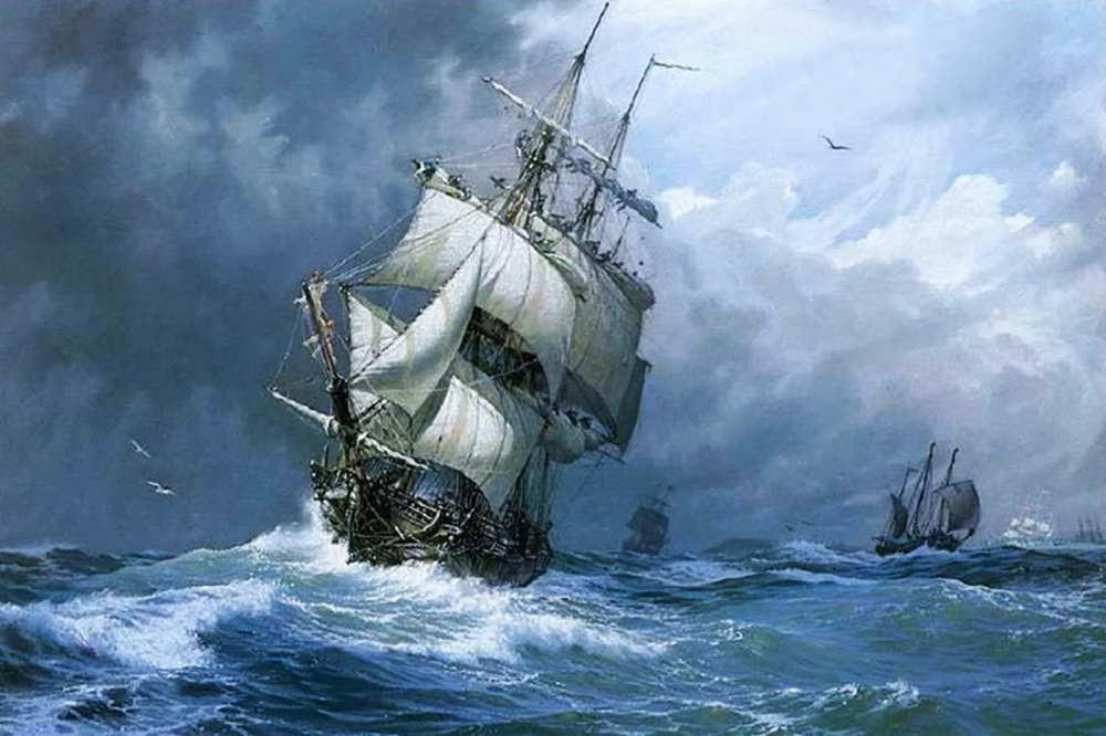 Transport Art - Marine Art - Storm at Sea painting for sale TS24