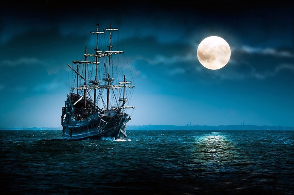 Transport Art - Marine Art - Moonlight Sail painting for sale TS27