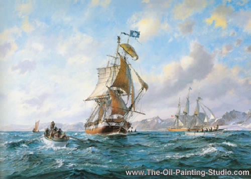 Transport Art - Marine Art - The Nantucket Whaler Atlas painting for sale TS3