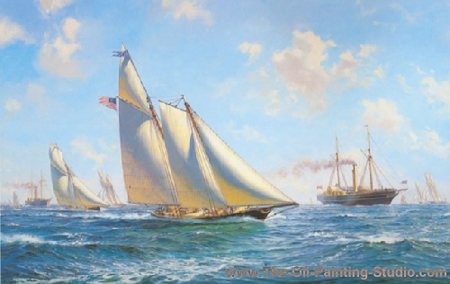 Transport Art - Marine Art - The First Americas Cup painting for sale TS6