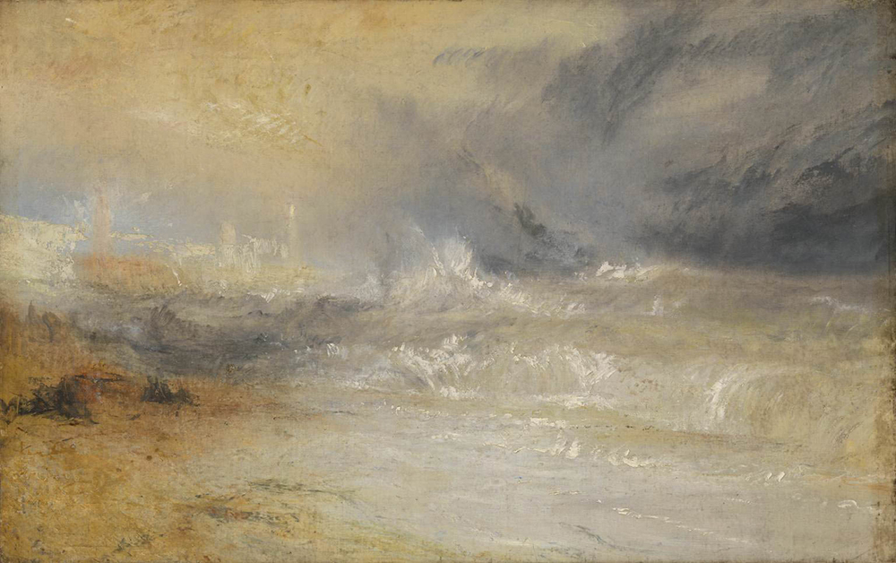 J.M.W. Turner Waves Breaking on a Lee Shore at Margate (Study for 'Rockets and Blue Lights'), 1840 oil painting reproduction