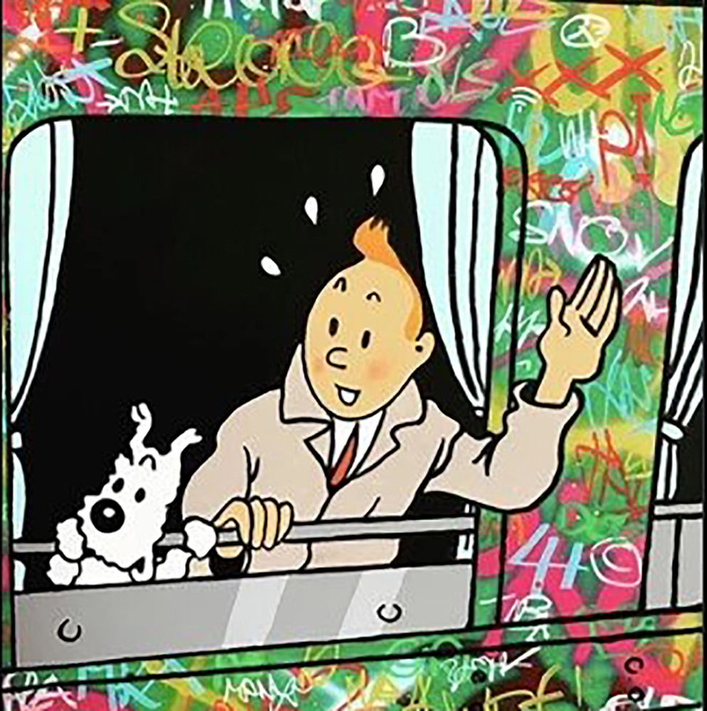 Comic Book Heroes Art - Tintin - Tintin Waves painting for sale Tintin2