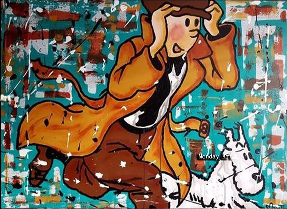 Comic Book Heroes Art - Tintin - Tintin Graffiti 2 painting for sale Tintin4