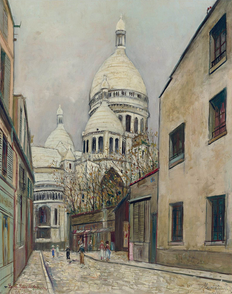 Maurice Utrillo Sacre-Coeur de Montmartre and Rue du Chevalier De La Barre, 1936 oil painting reproduction