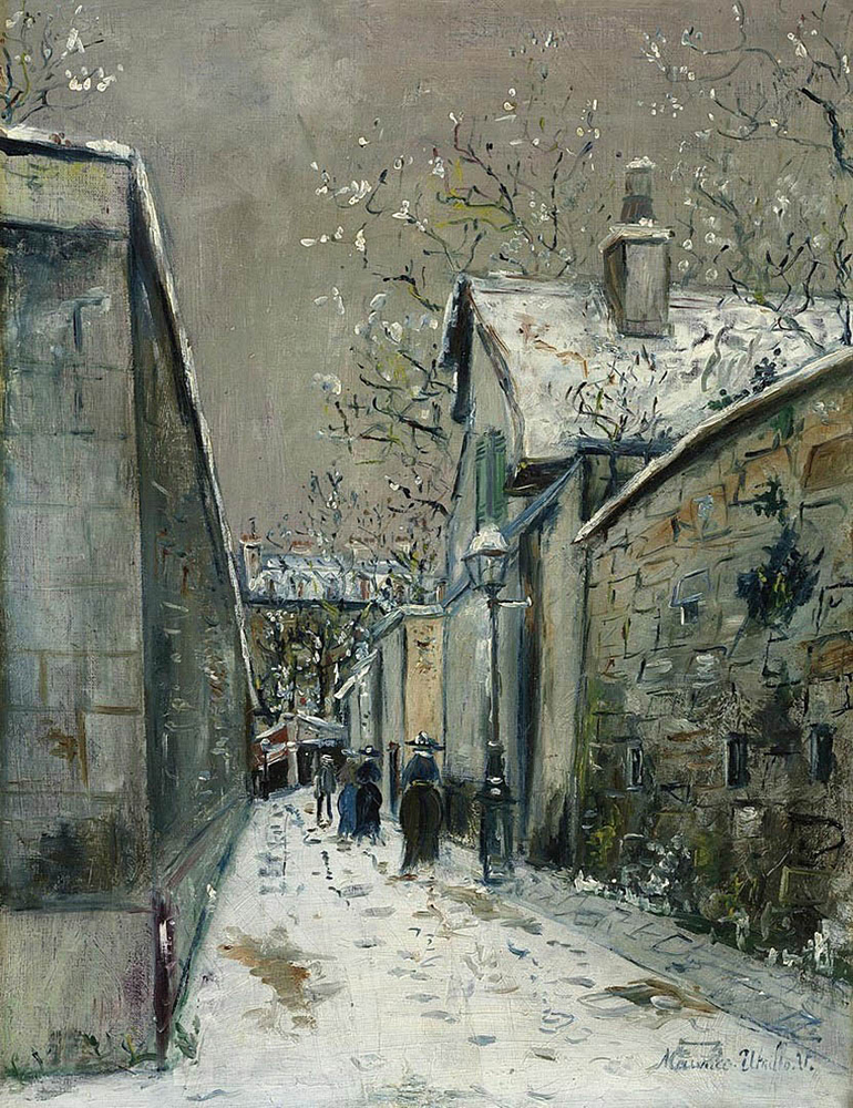 Maurice Utrillo Saint-Vincent Street at Montmartre, Houses under Snow, 1923 oil painting reproduction