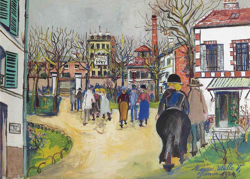 Maurice Utrillo Figures in the Court of Hospital at Ivry, 1924 oil painting reproduction