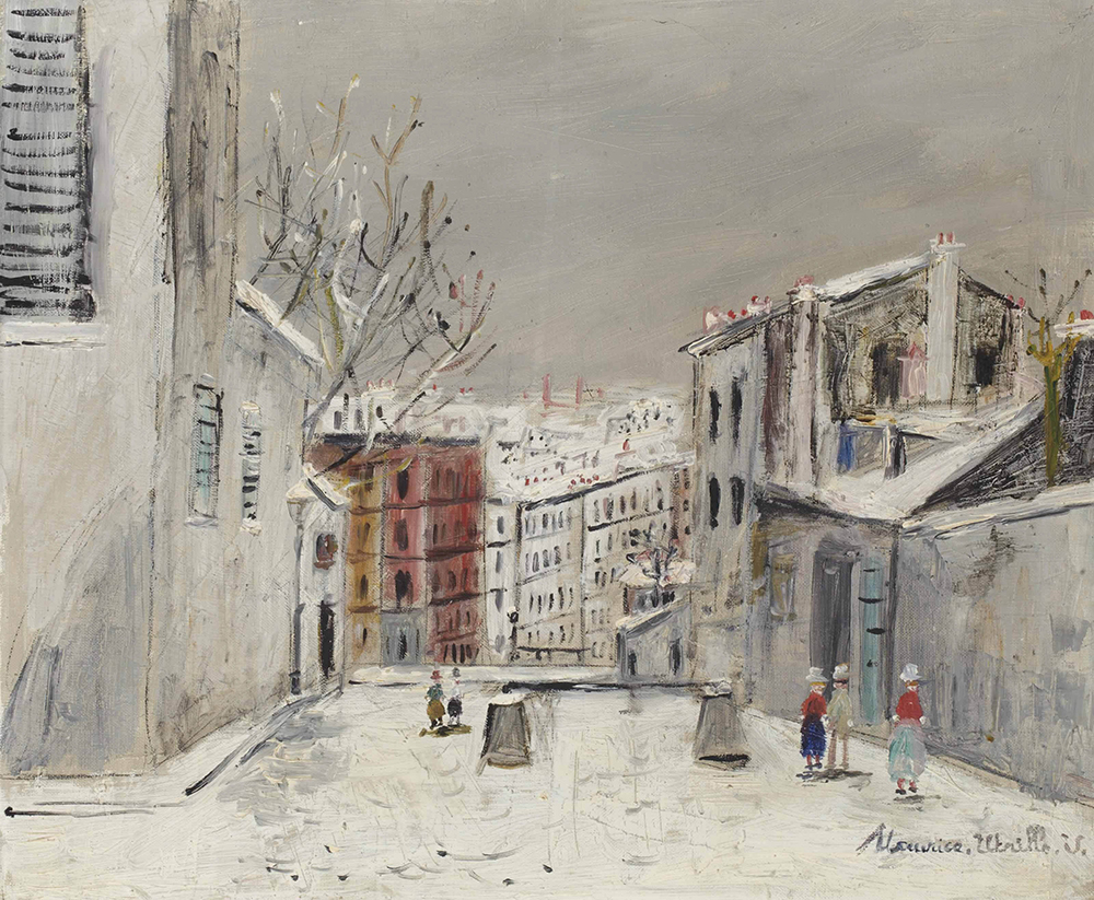 Maurice Utrillo The House of Mimi Pinson, the Mont-Cenis Street under Snow, Montmartre, 1952-55 oil painting reproduction
