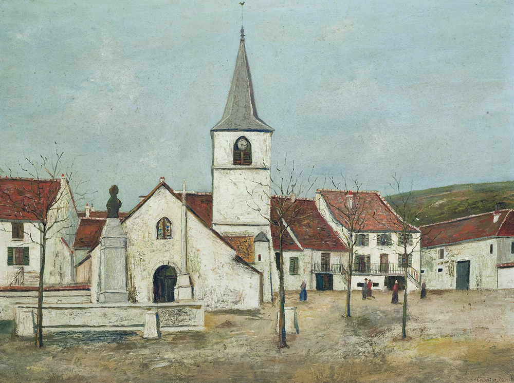 Maurice Utrillo The Square near Church Macornay (Jura), 1911 oil painting reproduction