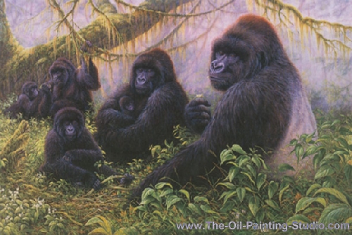 Wildlife Art - Gorillas - Silverbacks painting for sale WL15