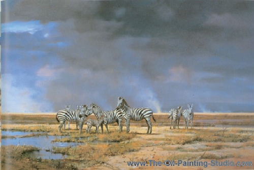 Wildlife Art - Zebras - Zebra painting for sale WL28