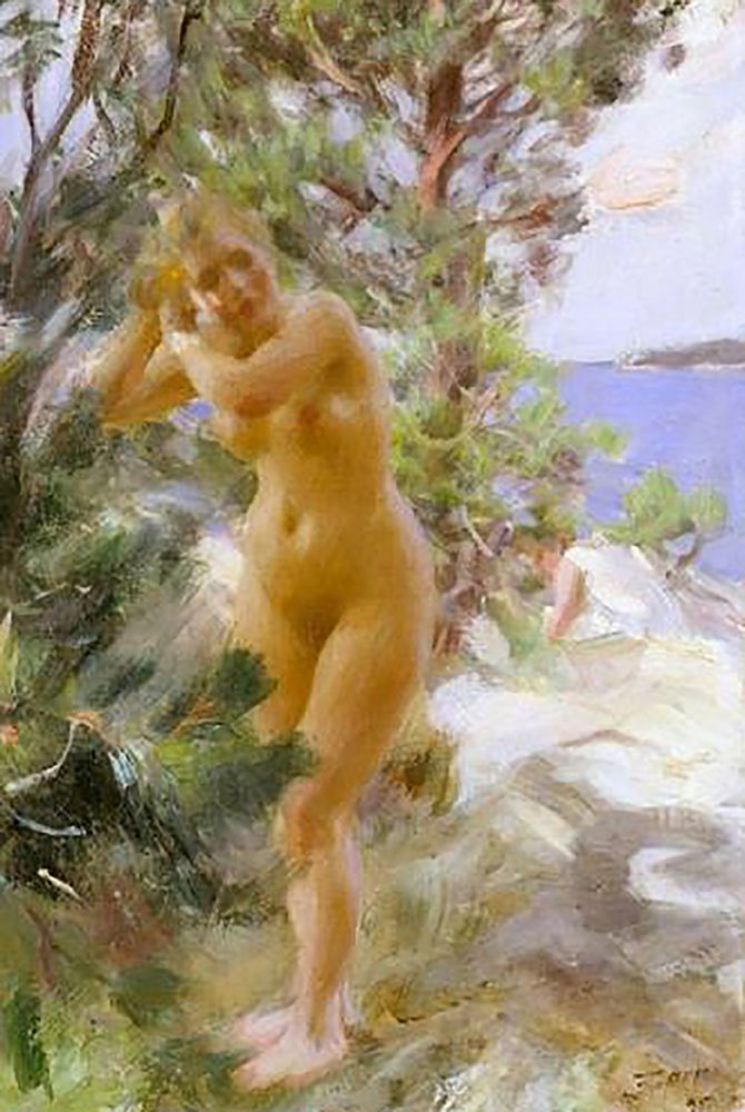 Anders Zorn A Woman in a Forest, 1907 oil painting reproduction