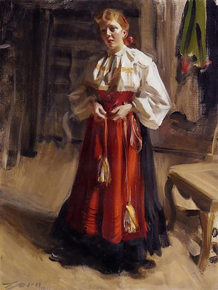 Anders Zorn Girl in an Orsa Costume, 1911 oil painting reproduction