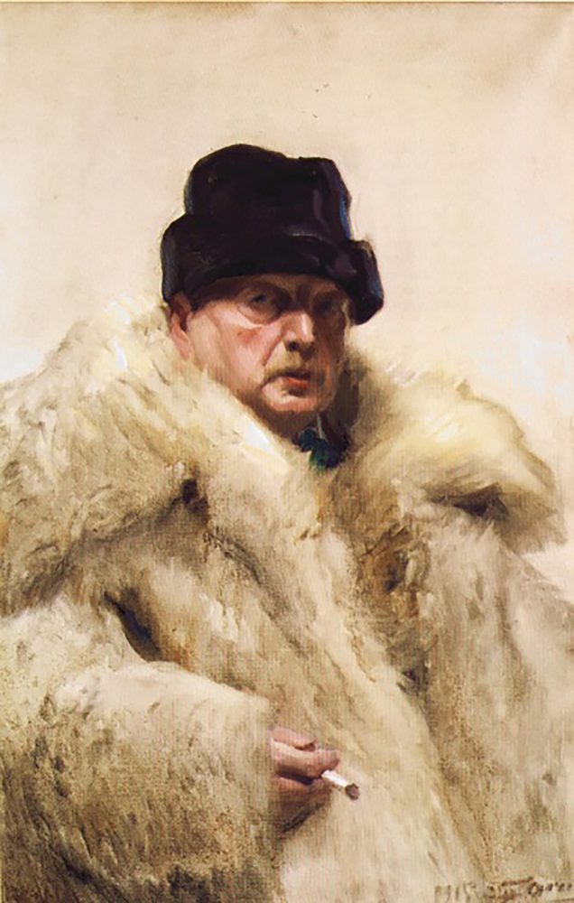 Anders Zorn Self Portrait in a Wolfskin, 1915 oil painting reproduction