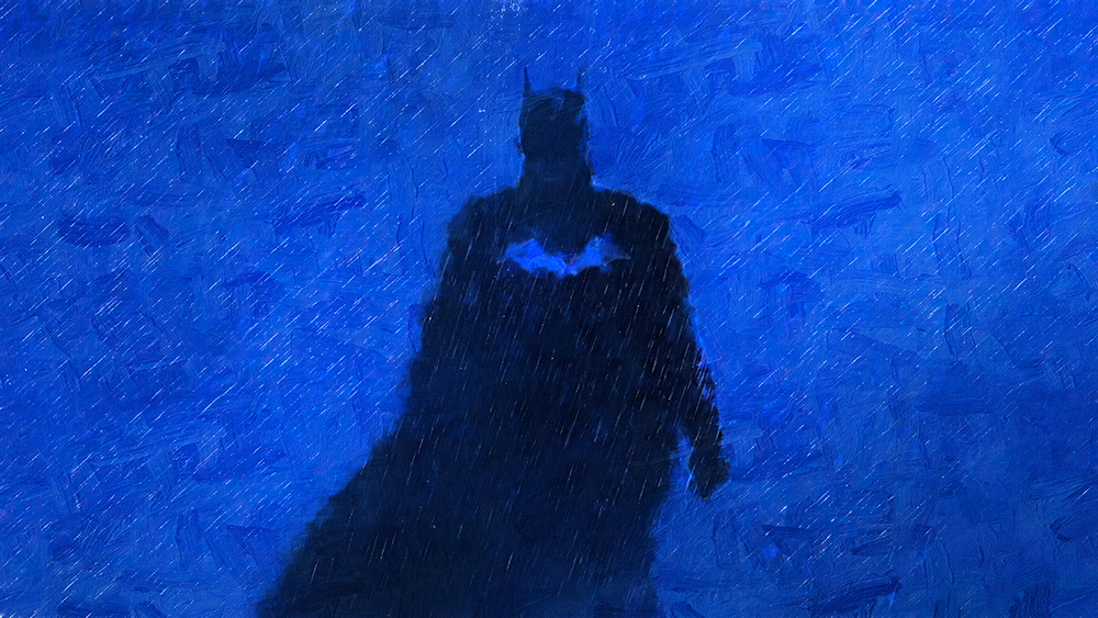 Comic Book Heroes Art - Batman - Blue Batman Impressionist painting for sale bat31