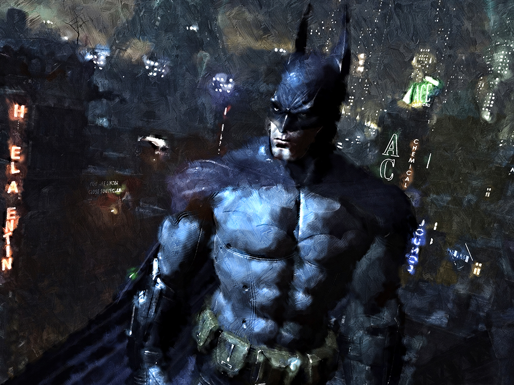Comic Book Heroes Art - Batman - Batman in Gotham painting for sale bat33